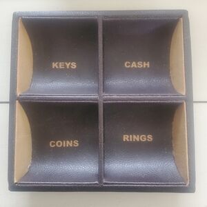 Valet Tray - Key / Coin - Four Compartments - Synthetic Leather - Brown